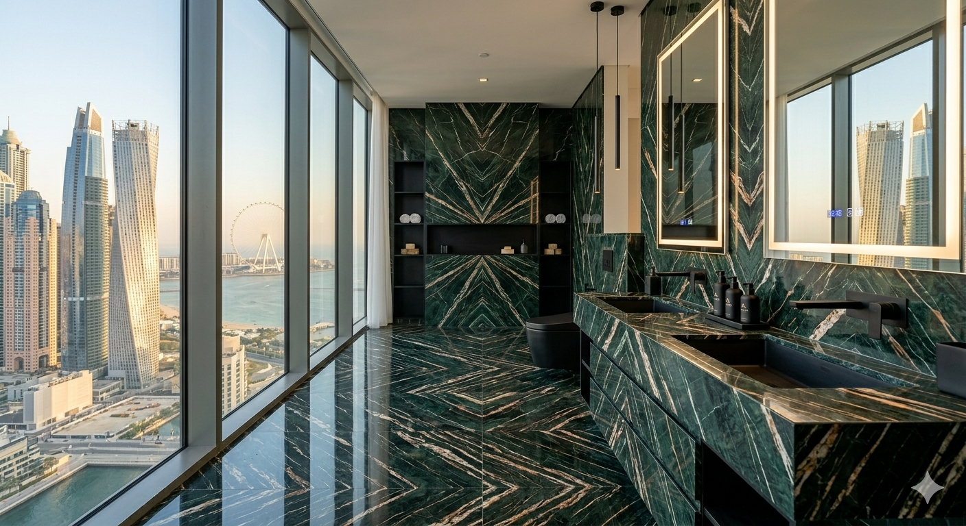 Elegant Bathroom Vanity & Stone Cladding